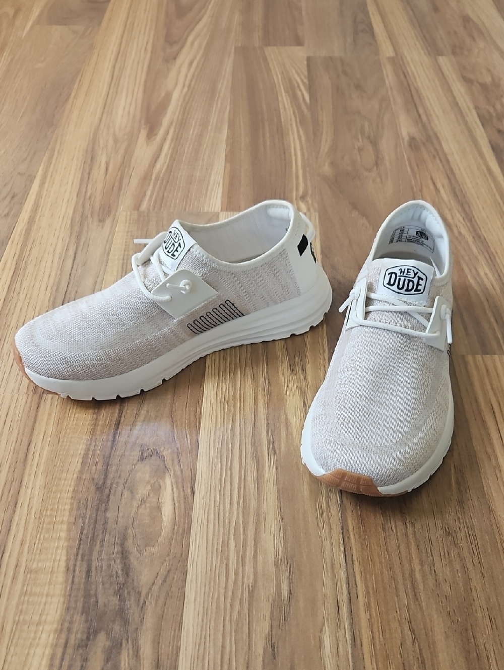 Hey Dude Men's Slip-On Sneakers in Off-White with Gum Accent